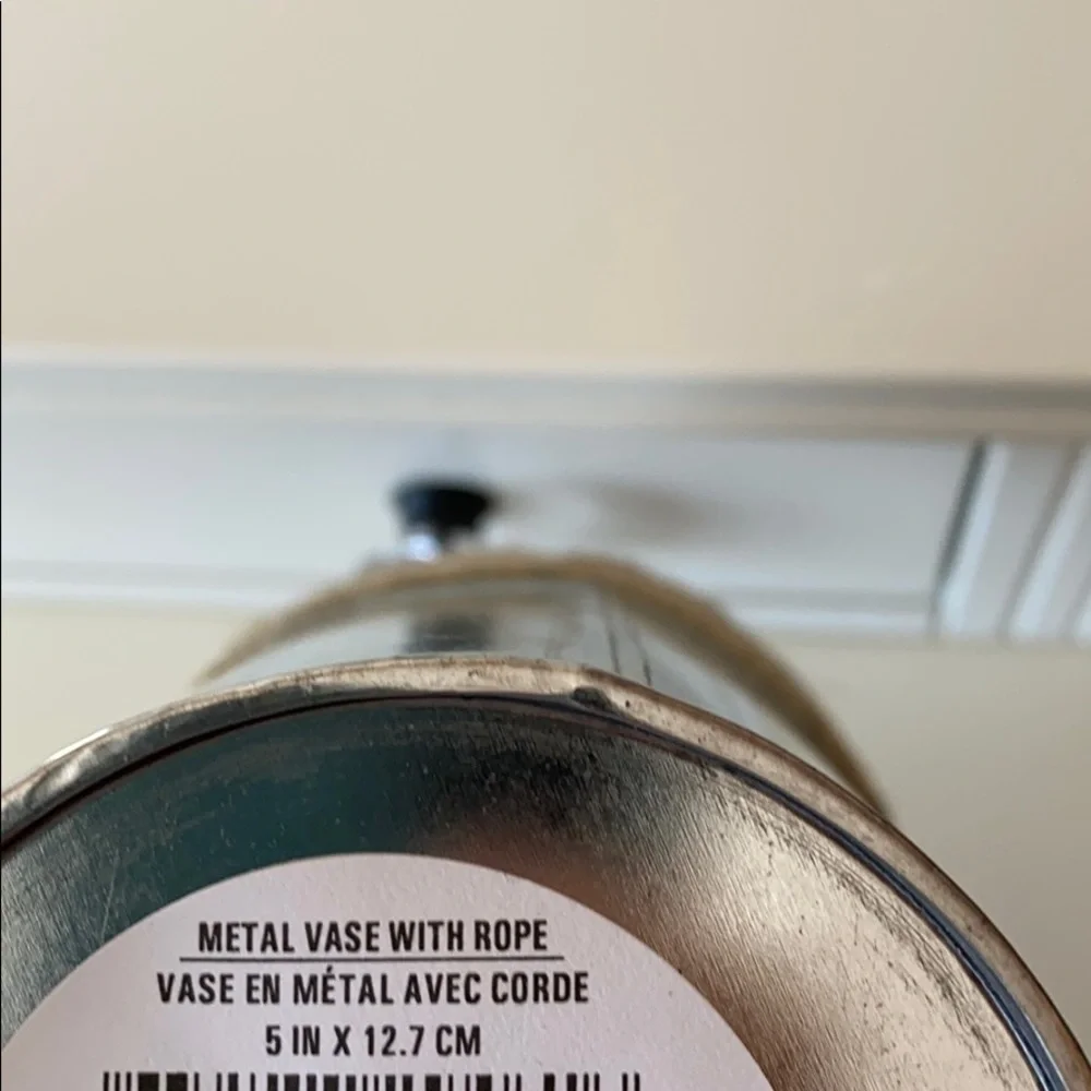 Rustic Metal like vase with rope